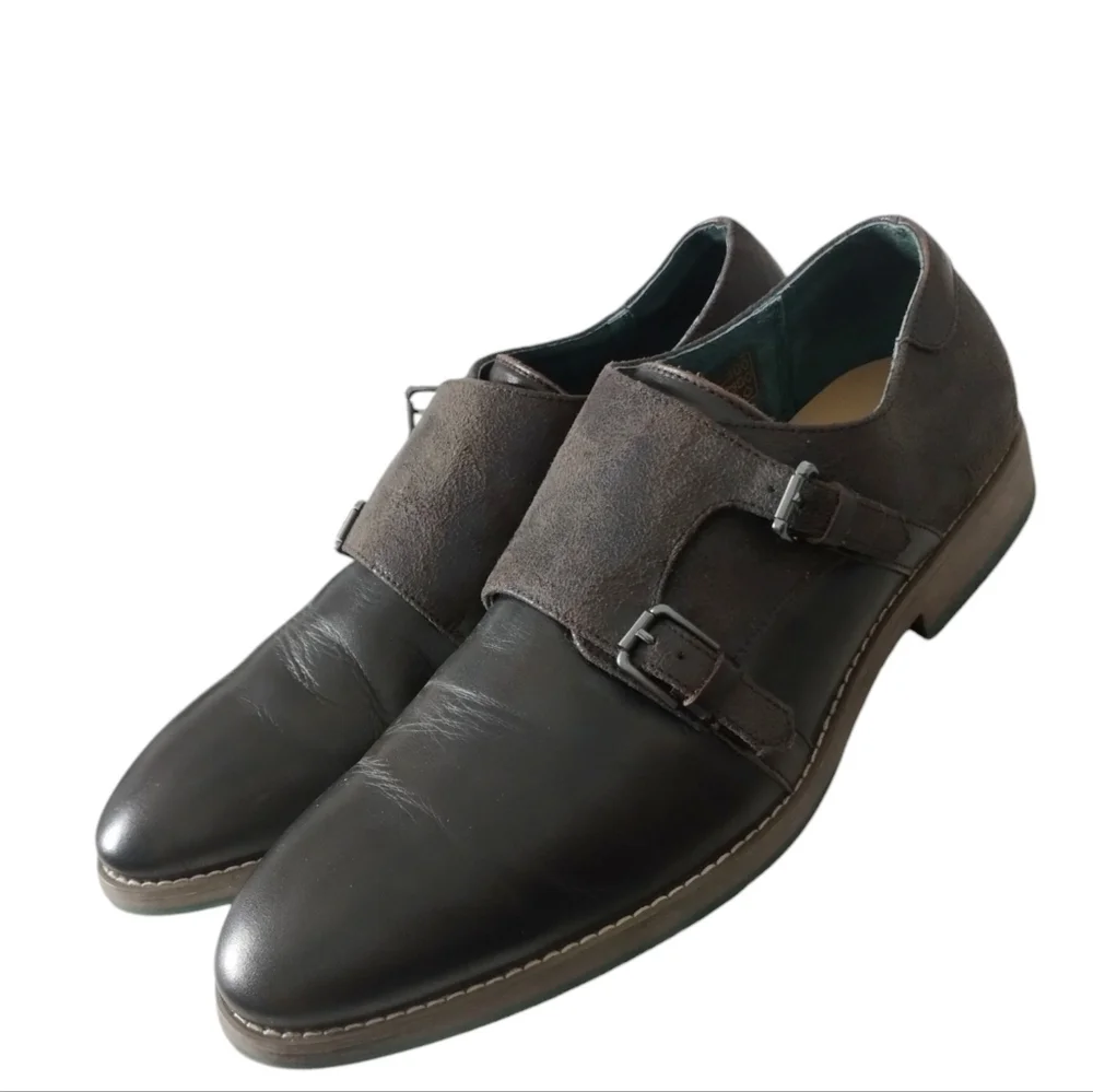 Robert Wayne Distressed Leather Monk Strap Men's size‎ 13D Loafers Casual Shoes